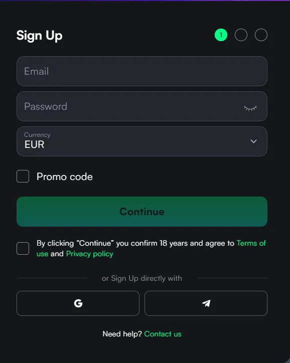TrueLuck account registration
